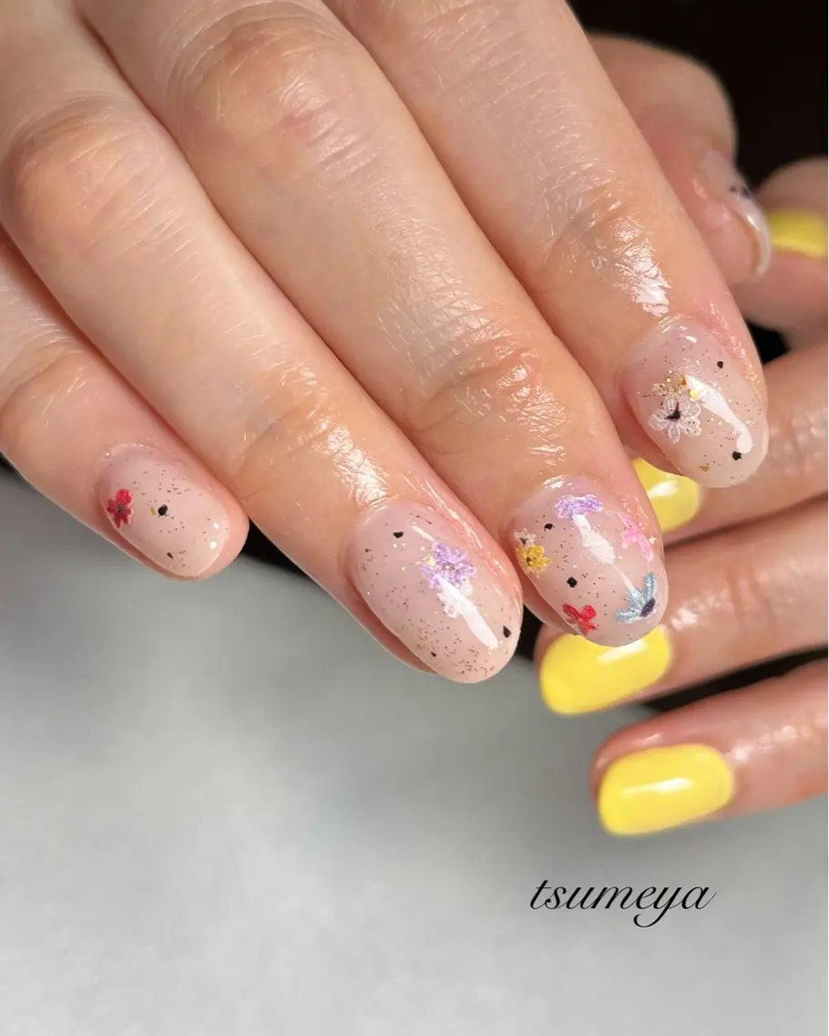 ネイル ハンドネイル tsumeya ゆるかわ手描きネイルのネイルデザイン