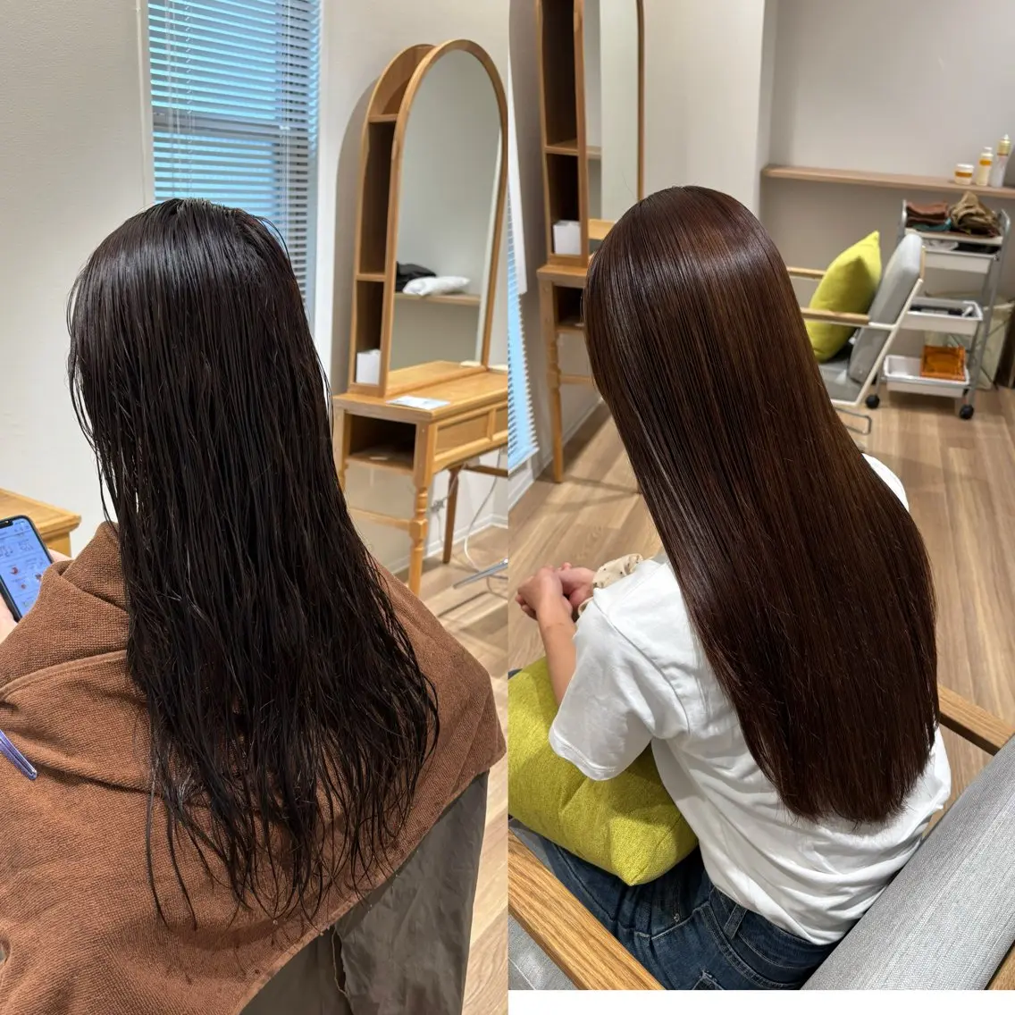 ロング カット 縮毛矯正 トリートメント RINNO🌷透明感 カラー/髪質改善のヘアスタイル