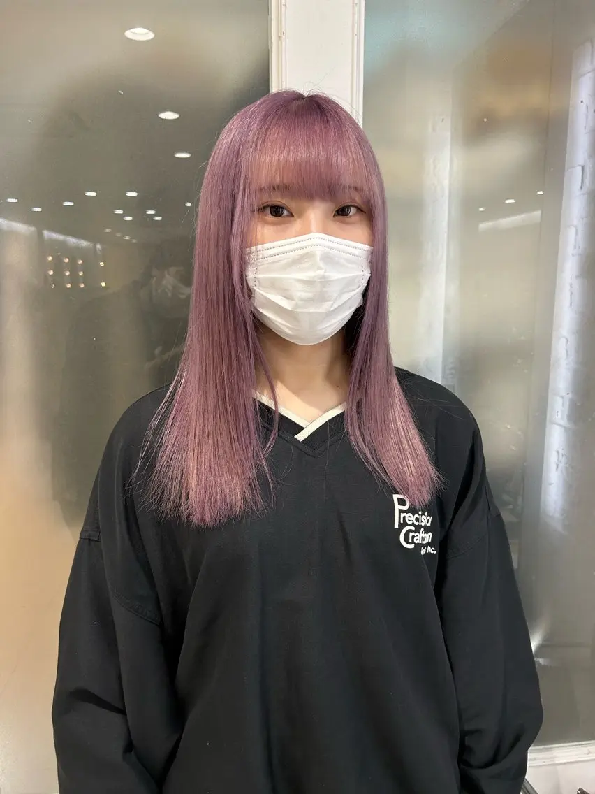 セミロング カラー ダブルカラー ラベンダーカラー ラベンダーピンク ピンクカラー ハイトーン/メンズ 水野翔太のヘアスタイル