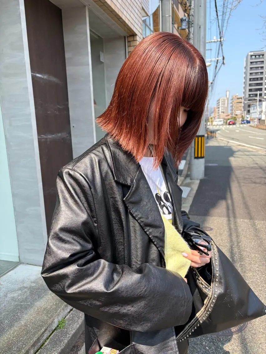 ミディアム オレンジブラウン qpula misuzuのヘアスタイル
