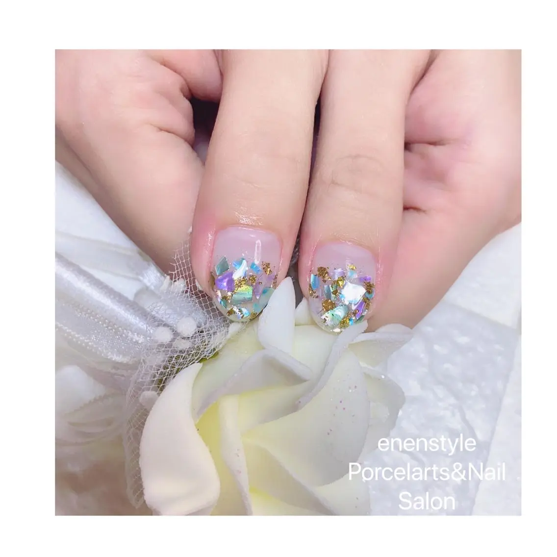 ミディアム ネイル ハンドネイル 🐾enen style 🐾のネイルデザイン