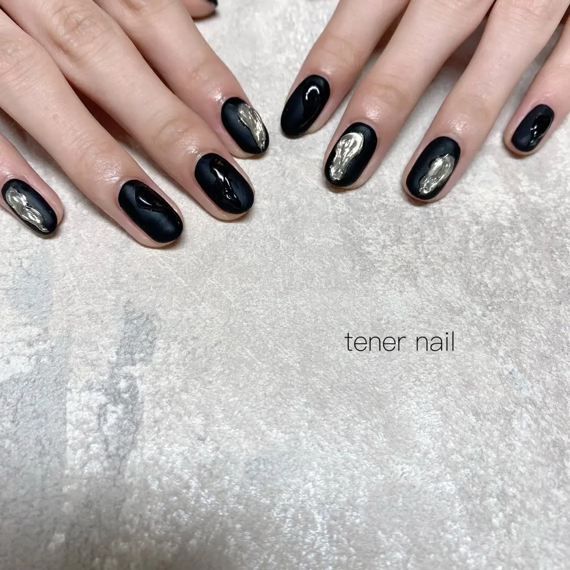 ネイル マットネイル シルバー ハンドネイル テネルネイル tener nailのネイルデザイン