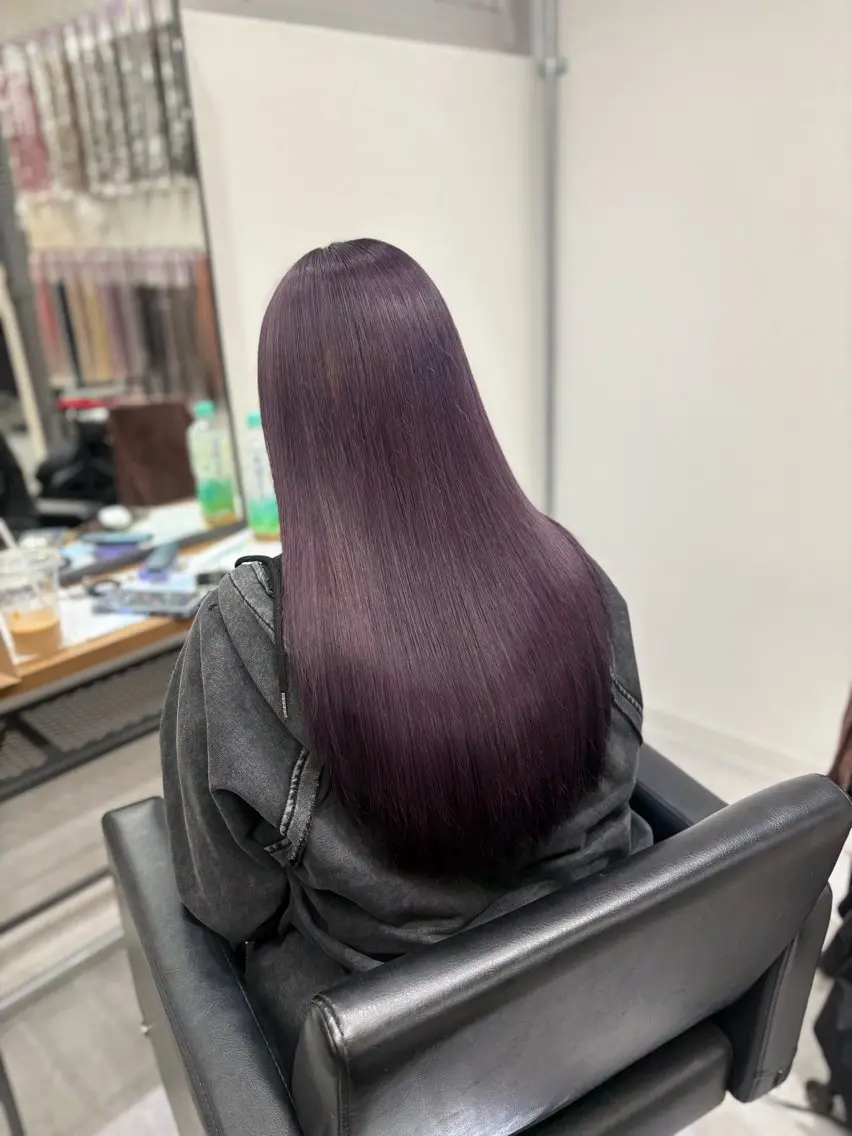 ロング パープルカラー トリートメント ヘアカラー トリートメント SAKI🎀NEXT 池袋/韓国風カラーのヘアスタイル