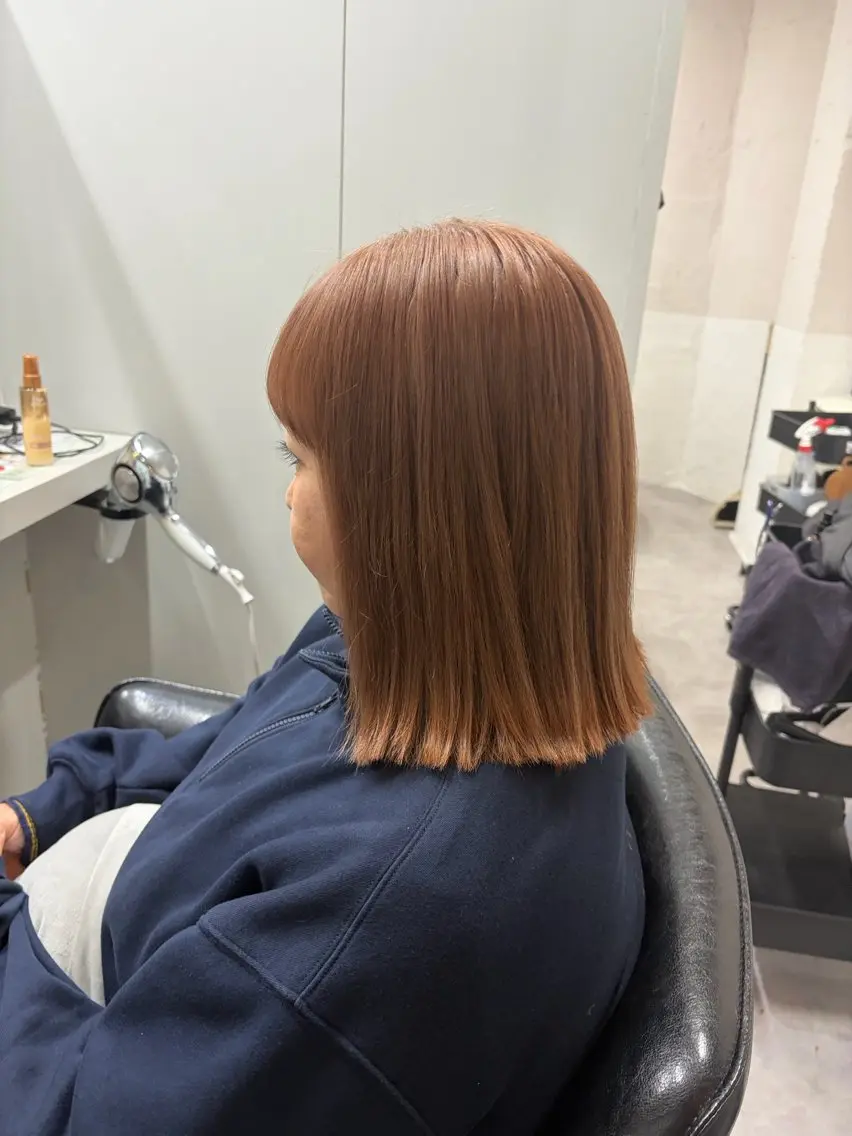 ミディアム カラー オレンジ ピンクカラー カット ヘアカラー tokute よしかわなお🍒のヘアスタイル