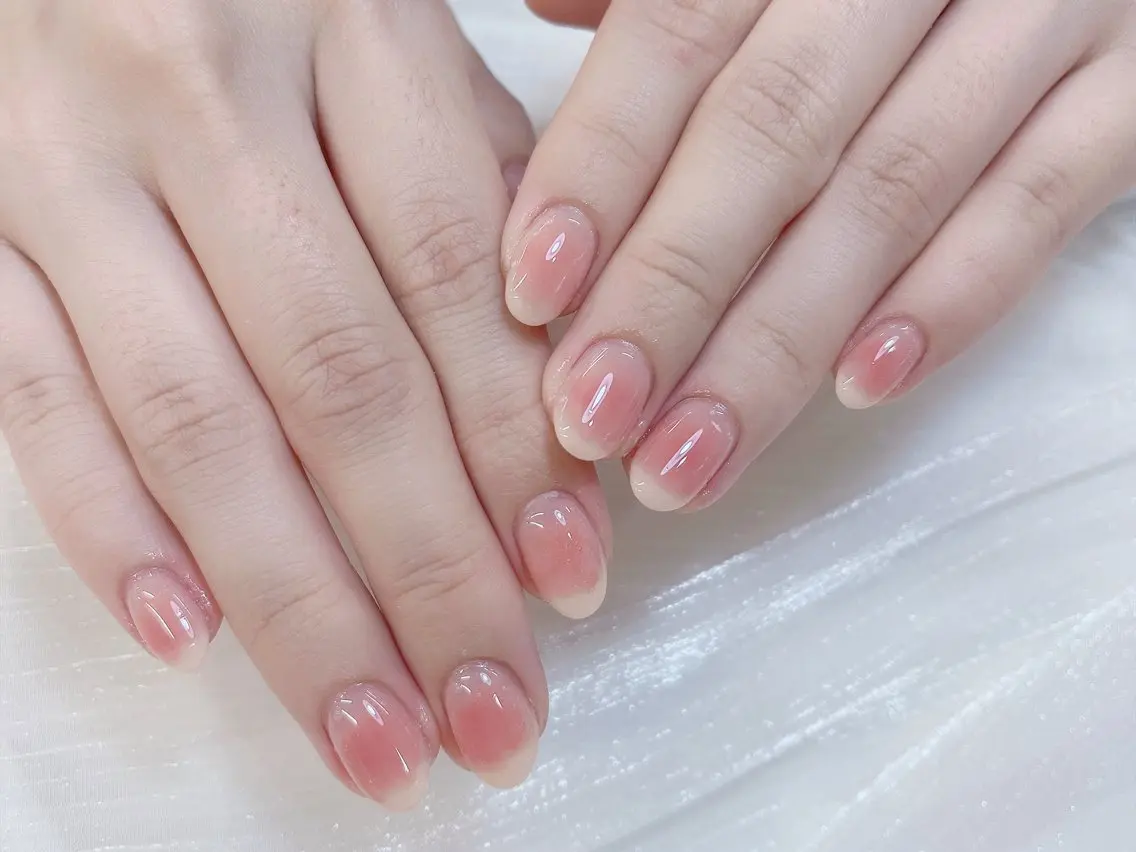 ネイル チークネイル 成人式 フレンチネイル グラデーション 氷ネイル・うるうるネイル ハンドネイル DUO   MI nail salonのネイルデザイン