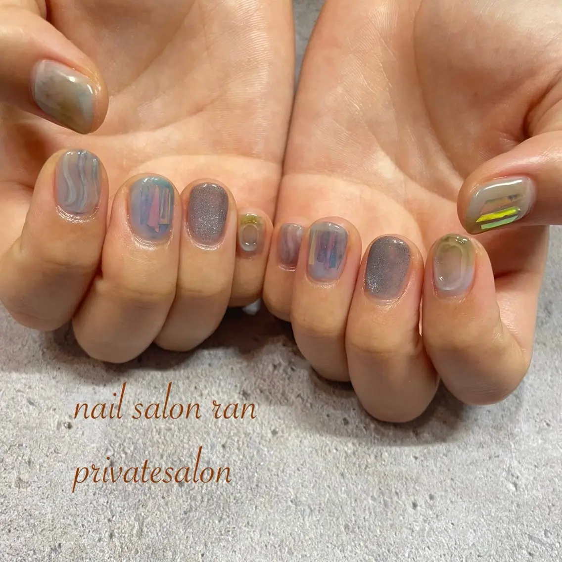 ネイル オーロラネイル ニュアンスネイル ハンドネイル ハンドケア nailsalon ranのネイルデザイン