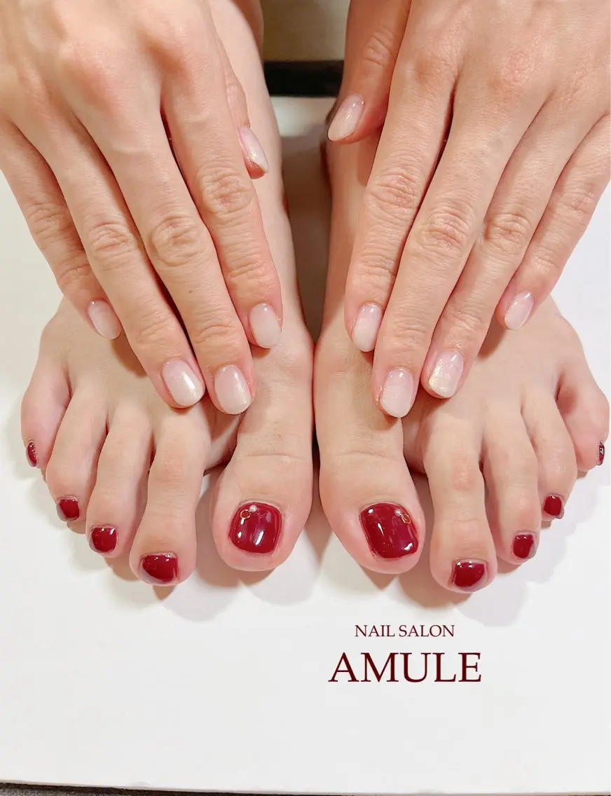 ネイル フットネイル ジェルネイル シンプルネイル ハンドネイル フットネイル NAILSALON AMULEのネイルデザイン
