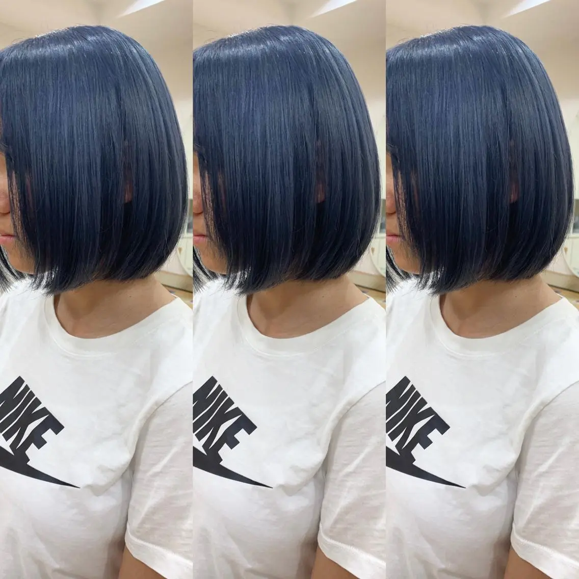 カラー ブルーカラー ネイビーカラー ✨艶ブリーチカラー ✨四ノ宮裕己のヘアスタイル