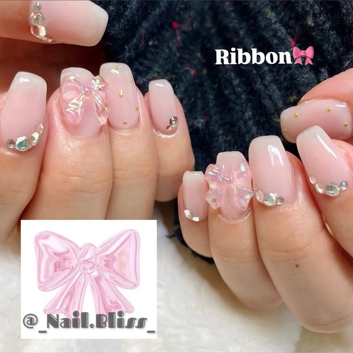 ネイル ガーリー 氷ネイル・うるうるネイル ハンドネイル NAIL BLISSのネイルデザイン