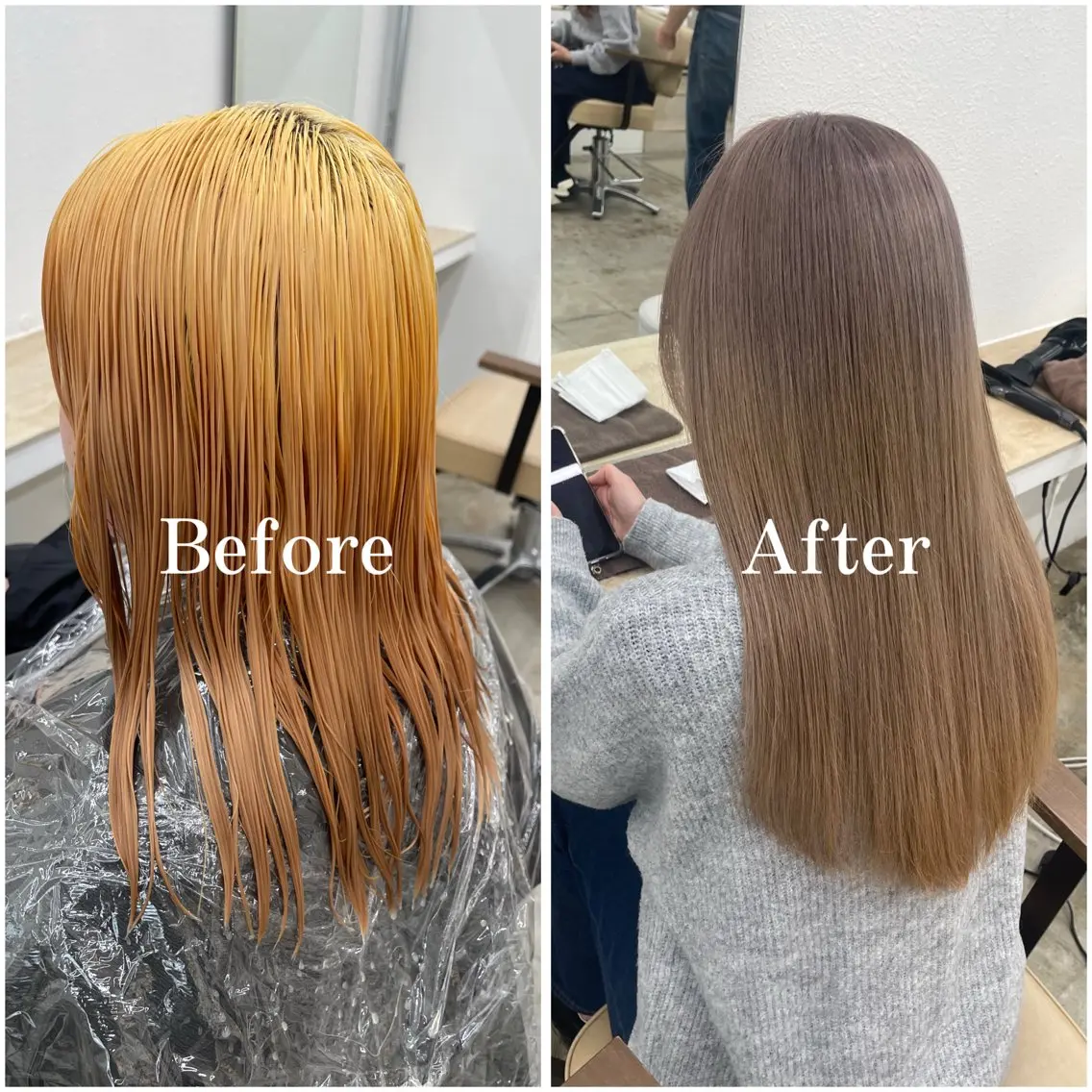 ロング カラー ブリーチ デザインカラー 似合わせカット 縮毛矯正 ムラ修正/ ハイトーン💖Riaのヘアスタイル