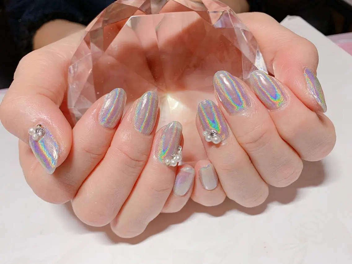 《大人気》ミラー.ユニコーンネイル🦄 オフ込み❤️¥6000の写真