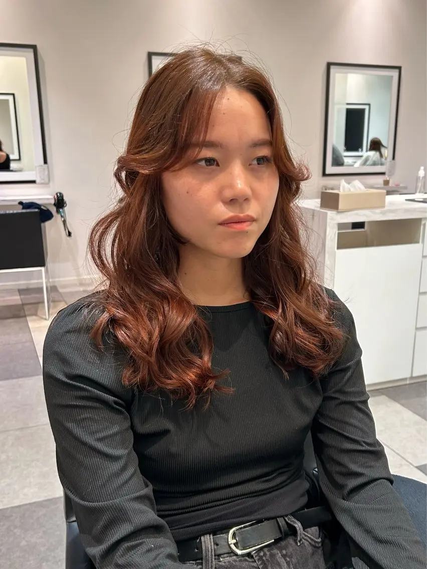 セミロング カラー カット ヘアカラー トリートメント 中原 優美のヘアスタイル