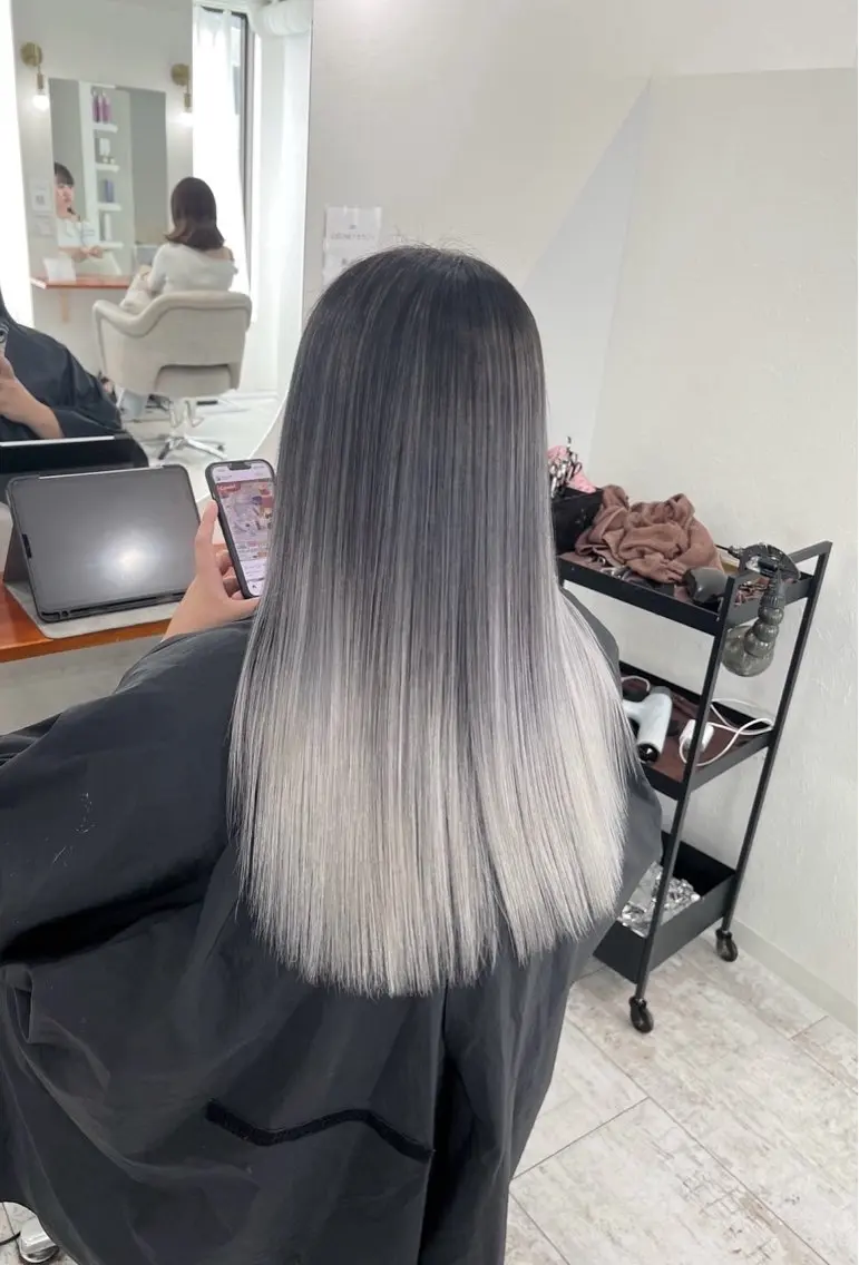 ロング カラー バレイヤージュ シルバー ホワイトシルバー レイヤーカット 指名数No.1 /NAOYAのヘアスタイル