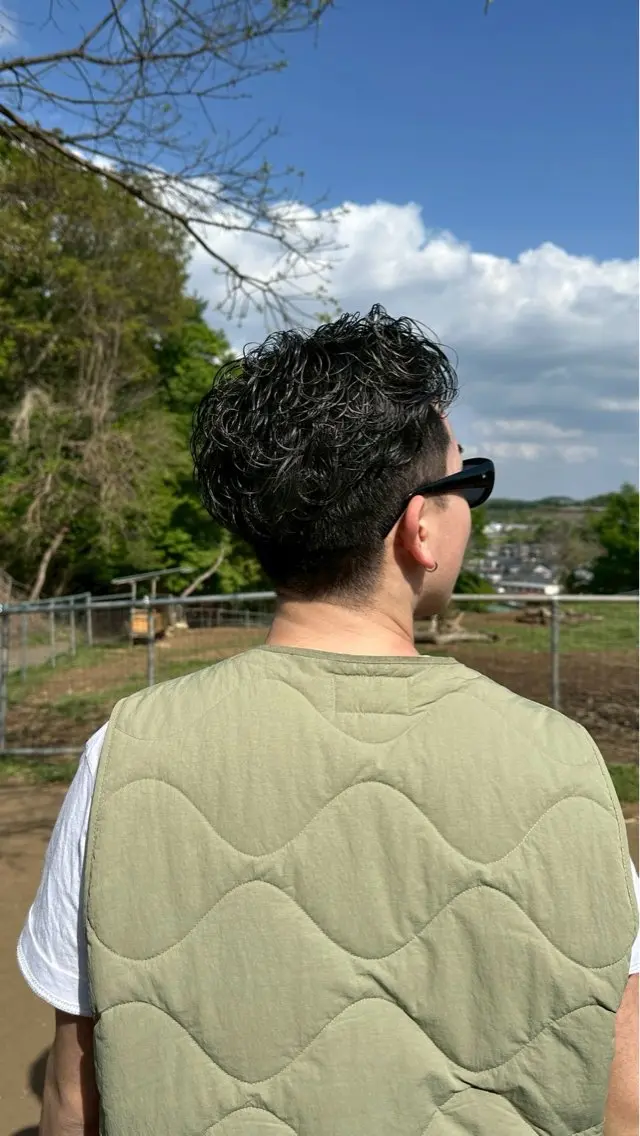 ミディアム パーマ メンズ カット パーマ 高橋 周のヘアスタイル