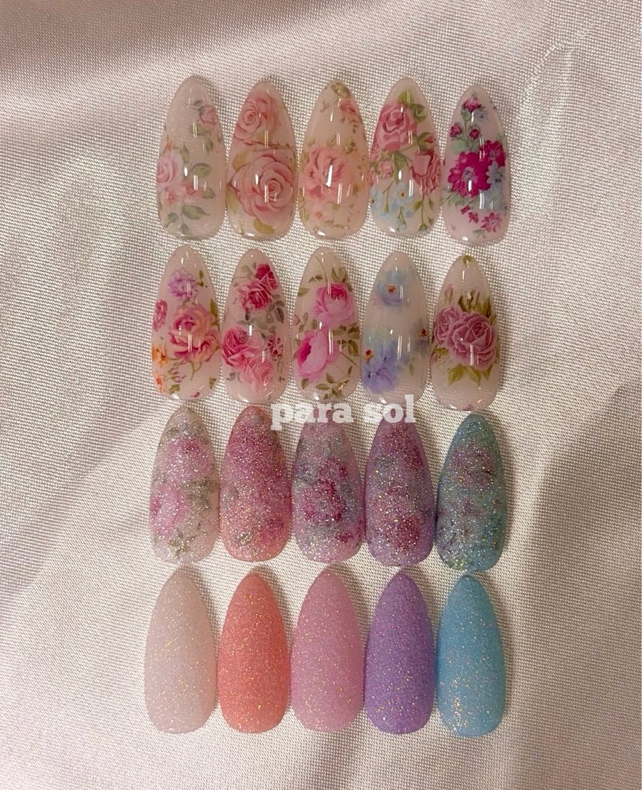 ネイル フラワーネイル キラキラネイル ハンドネイル フットネイル Para Sol nail Maoのネイルデザイン