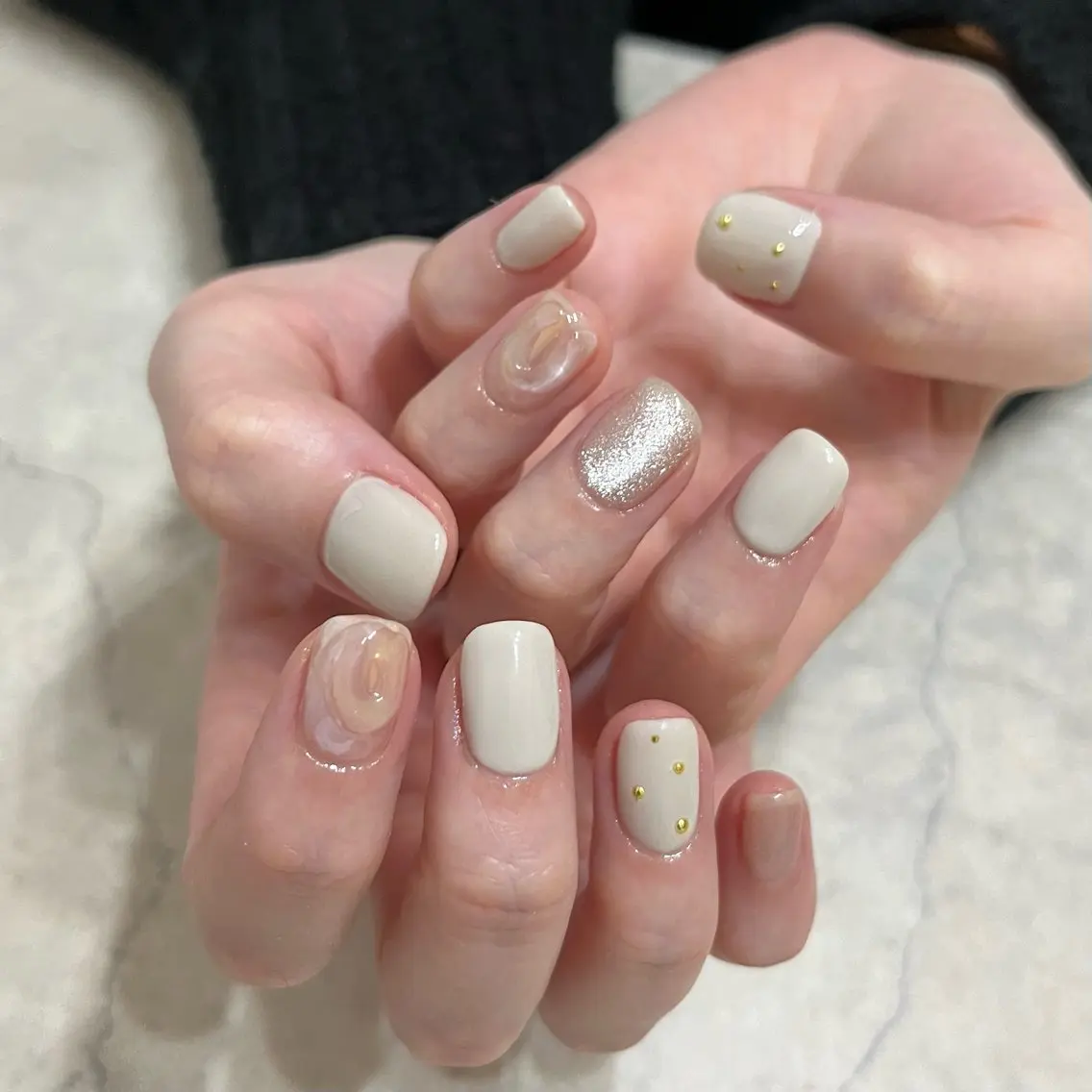 ネイル グリーン 持ち込み ハンドネイル vegh. nail/阿波座のネイルデザイン