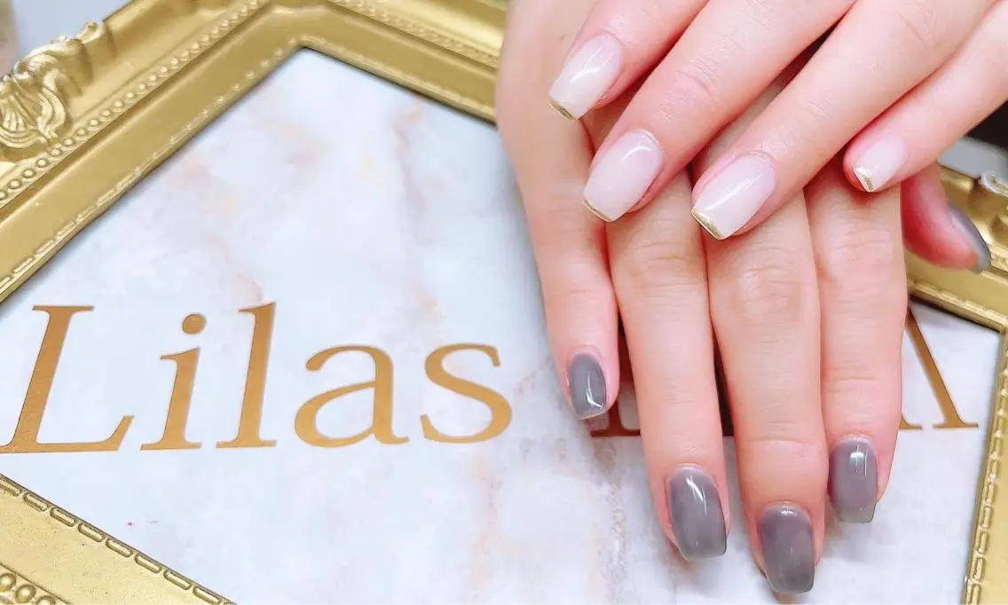 ネイル フレンチネイル ジェルネイル ハードジェル ラメ(グリッター) ロングネイル Lilas Nailのネイルデザイン