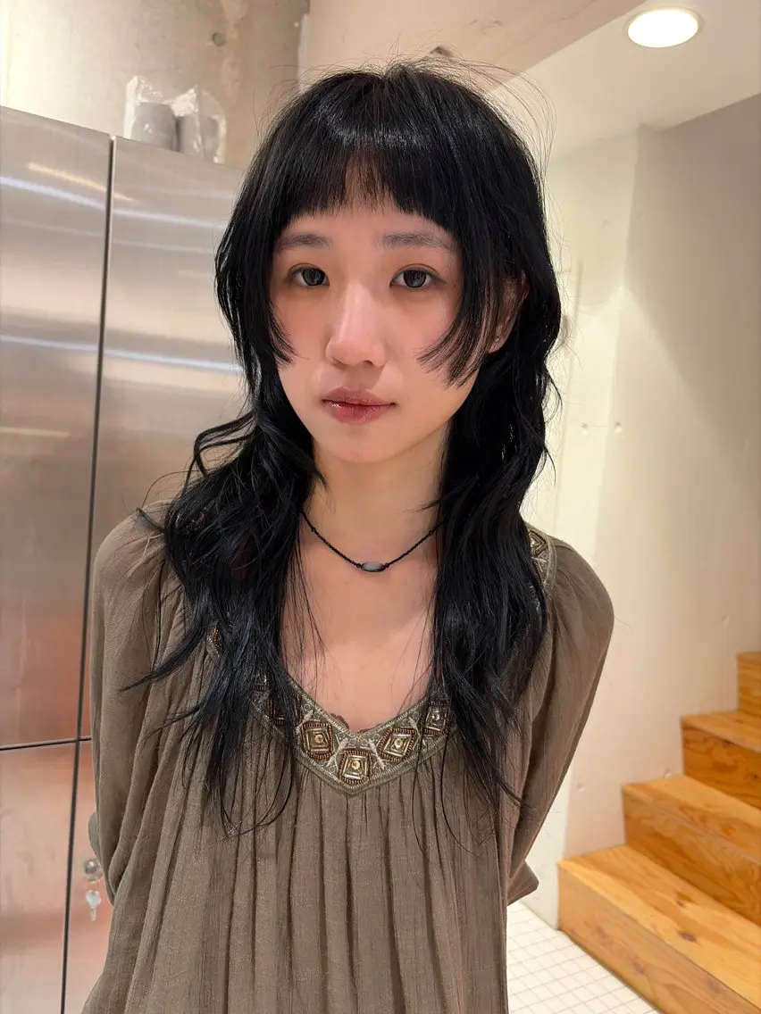 ロング 顔周りカット 姫カット ⭐️植田瑠菜⭐️ カラー／縮毛矯正のヘアスタイル