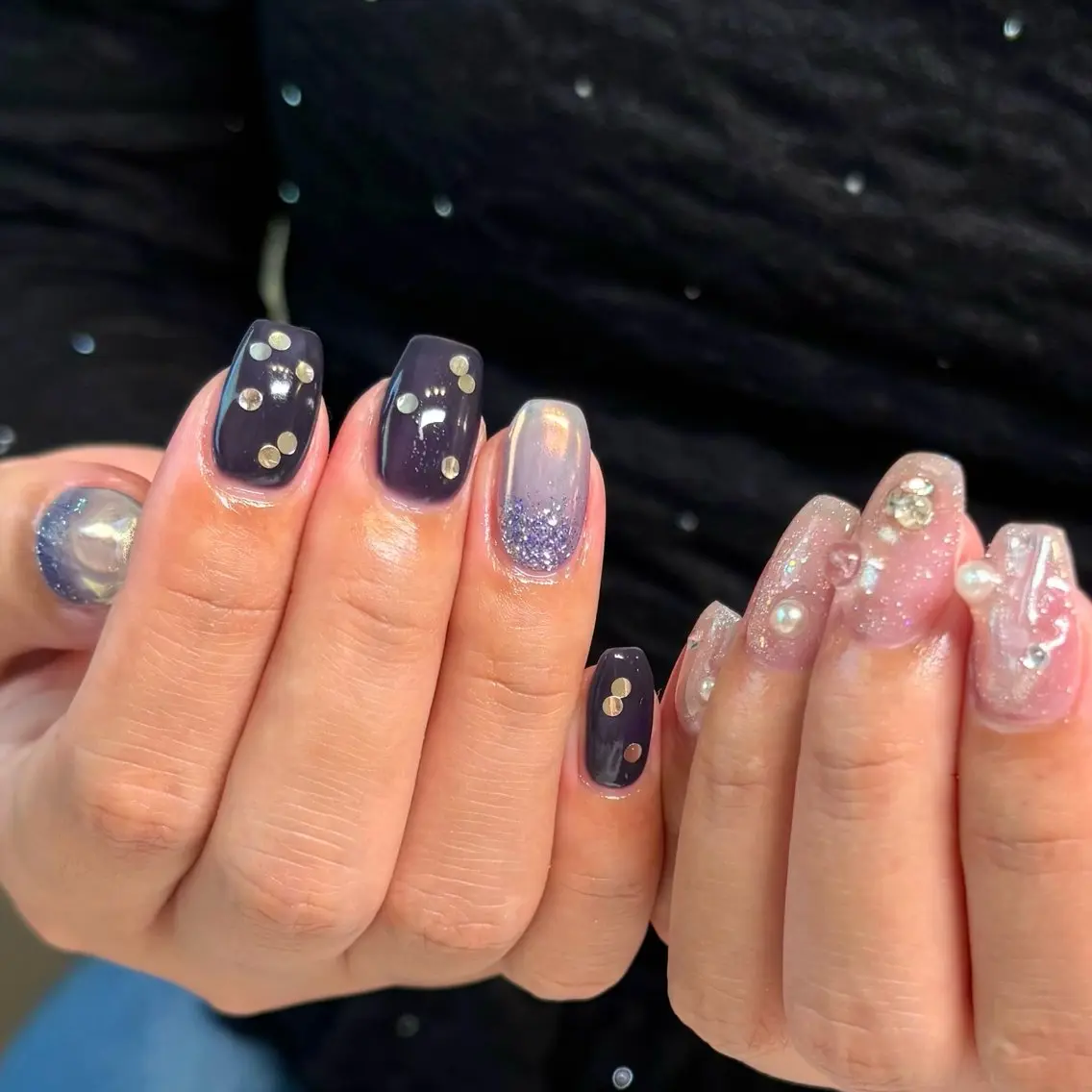 ネイル フレンチネイル ガーリー 韓国ネイル マグネットネイル ニュアンスネイル ハンドネイル amuse ニュアンス/個性派のネイルデザイン