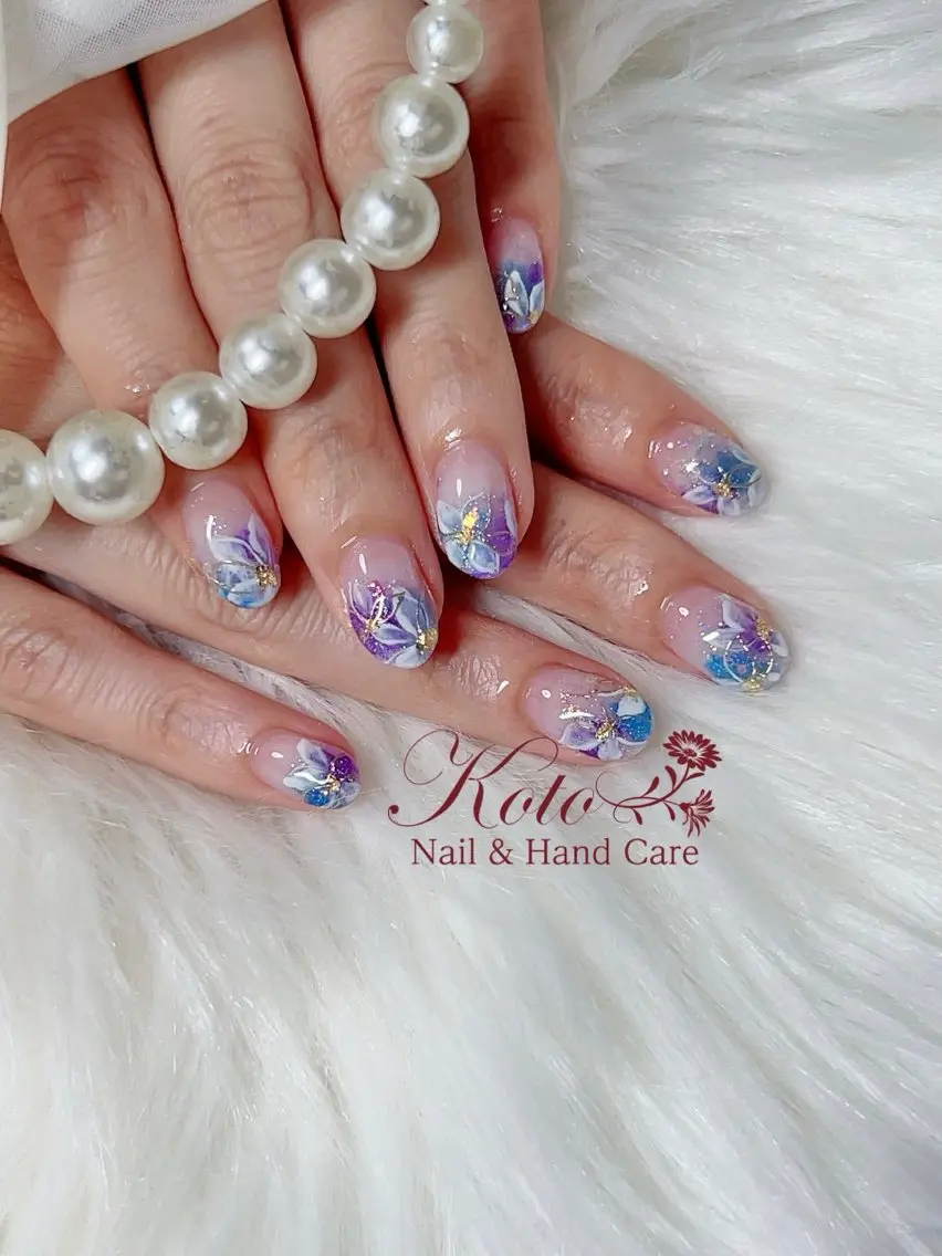 ネイル 長さ出し ジェルネイル 持ち込み ニュアンスネイル 赤色 ハンドネイル Nail Salon KOTOのネイルデザイン