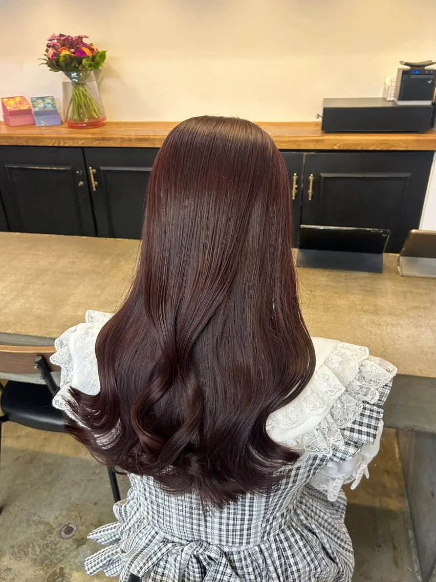 ロング カラー 🌷ラベンダーピンク 顔まわり🌷ねいろのヘアスタイル