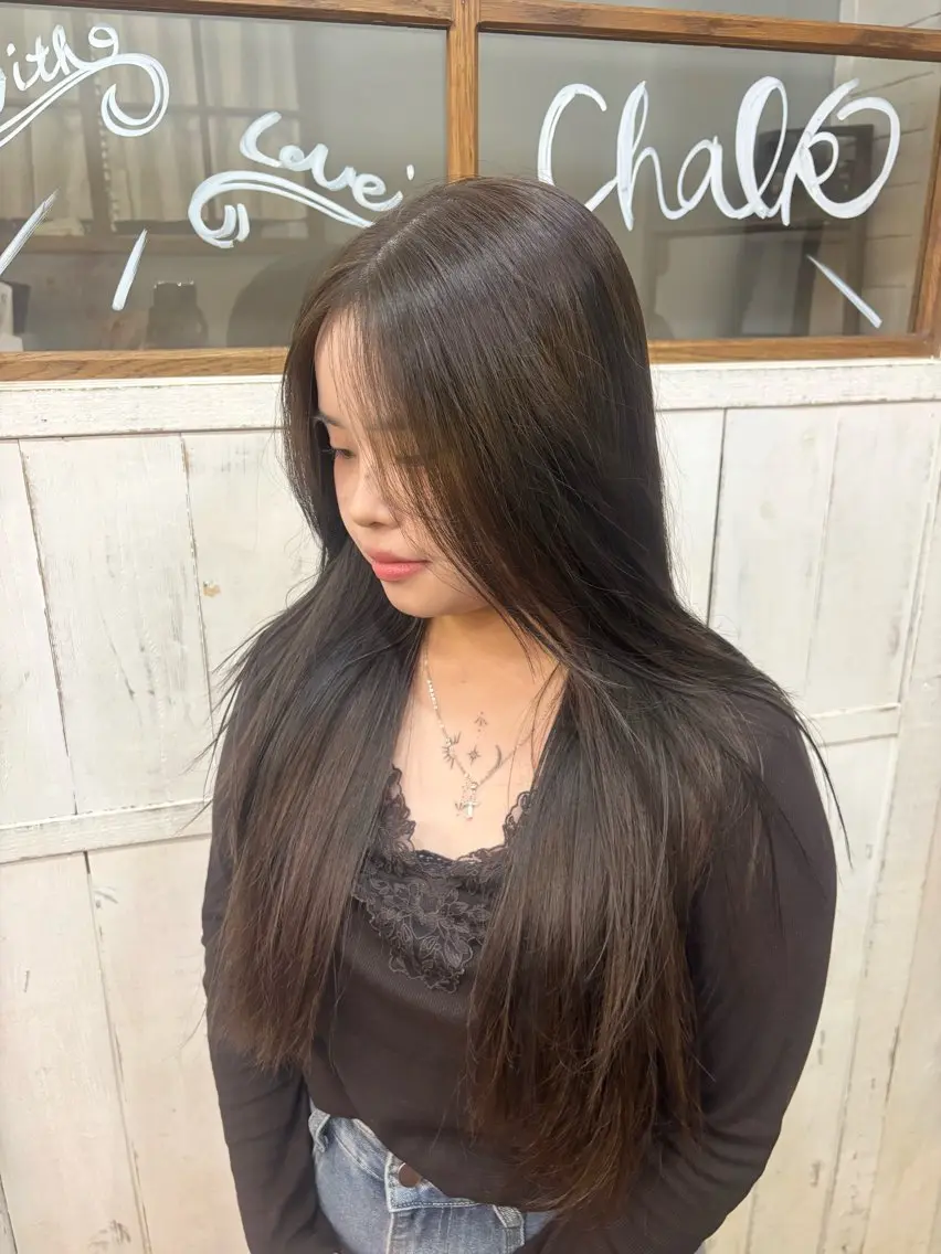 ロング カラー ブラウンカラー 透明感カラー ミント オレンジ ruup Rell スズカのヘアスタイル