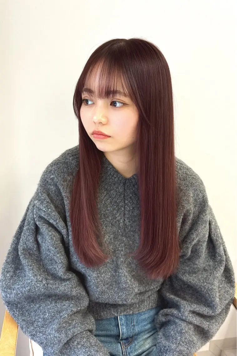 ロング カラー イルミナカラー ピンクカラー ピンクパープル パープルカラー トリートメント 韓国/レイヤー/ 前髪/Asamiのヘアスタイル