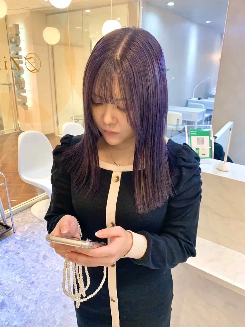 セミロング カラー ケアカラー ラベンダーカラー ラベンダーピンク ピンクカラー ボブ 韓国ヘア🇰🇷/ 顔周り/松田光里のヘアスタイル