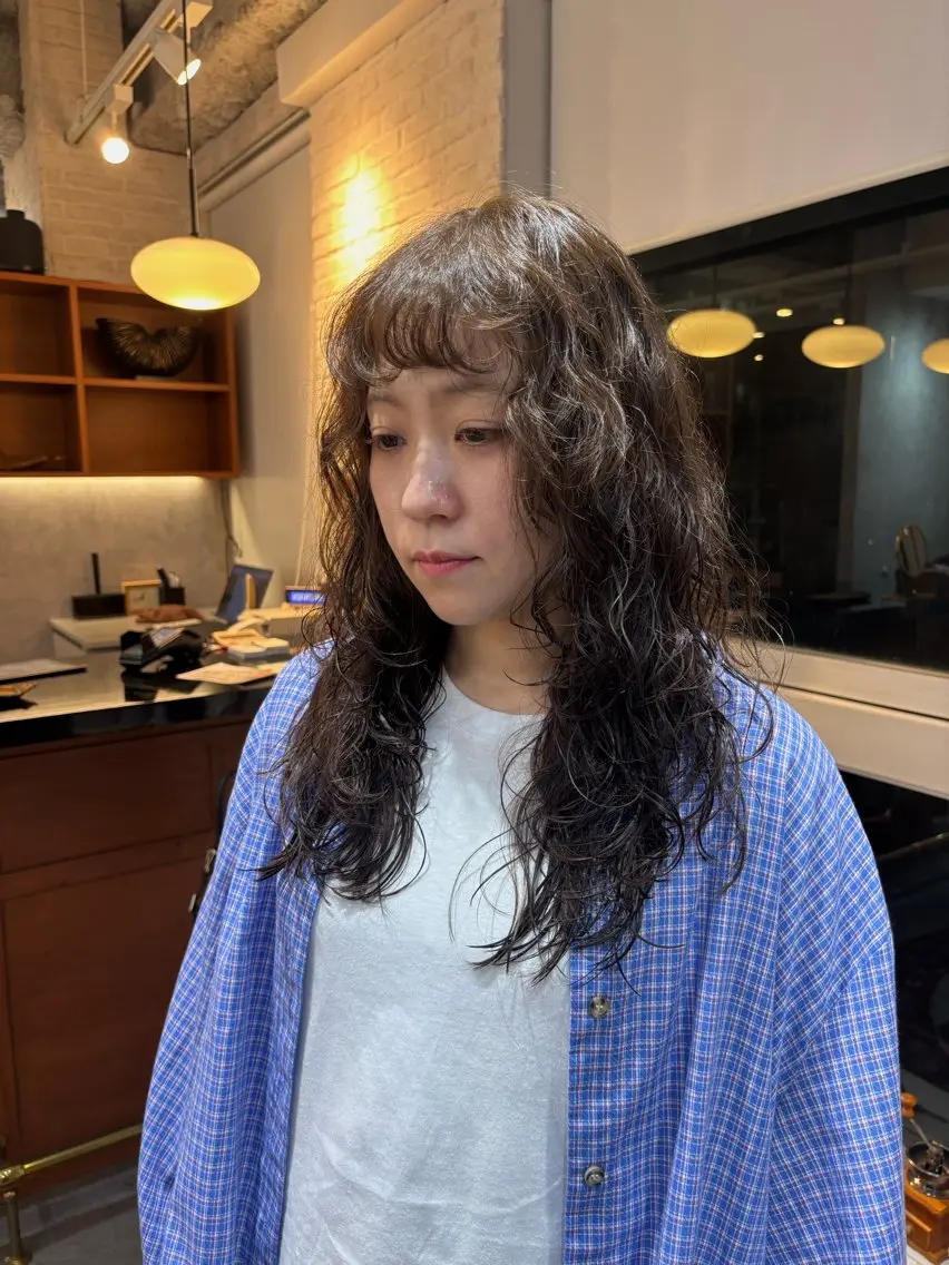 ロング パーマ カット パーマ トリートメント 柳坪 まなのヘアスタイル