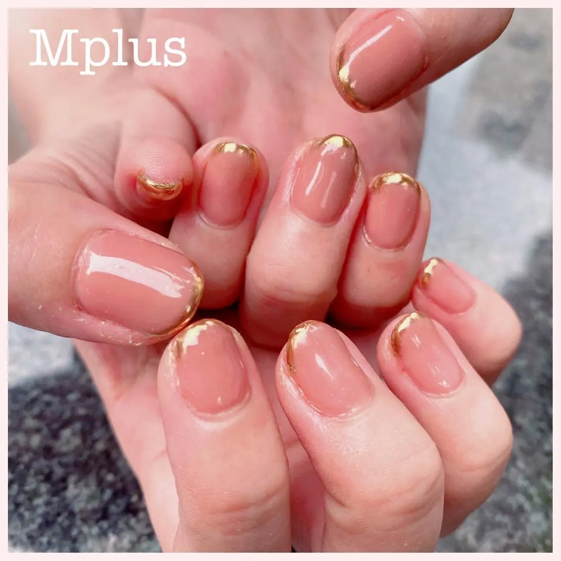 ネイル ブラウン フレンチネイル ゴールド ミラーネイル ピンク Mplus miyukiのネイルデザイン