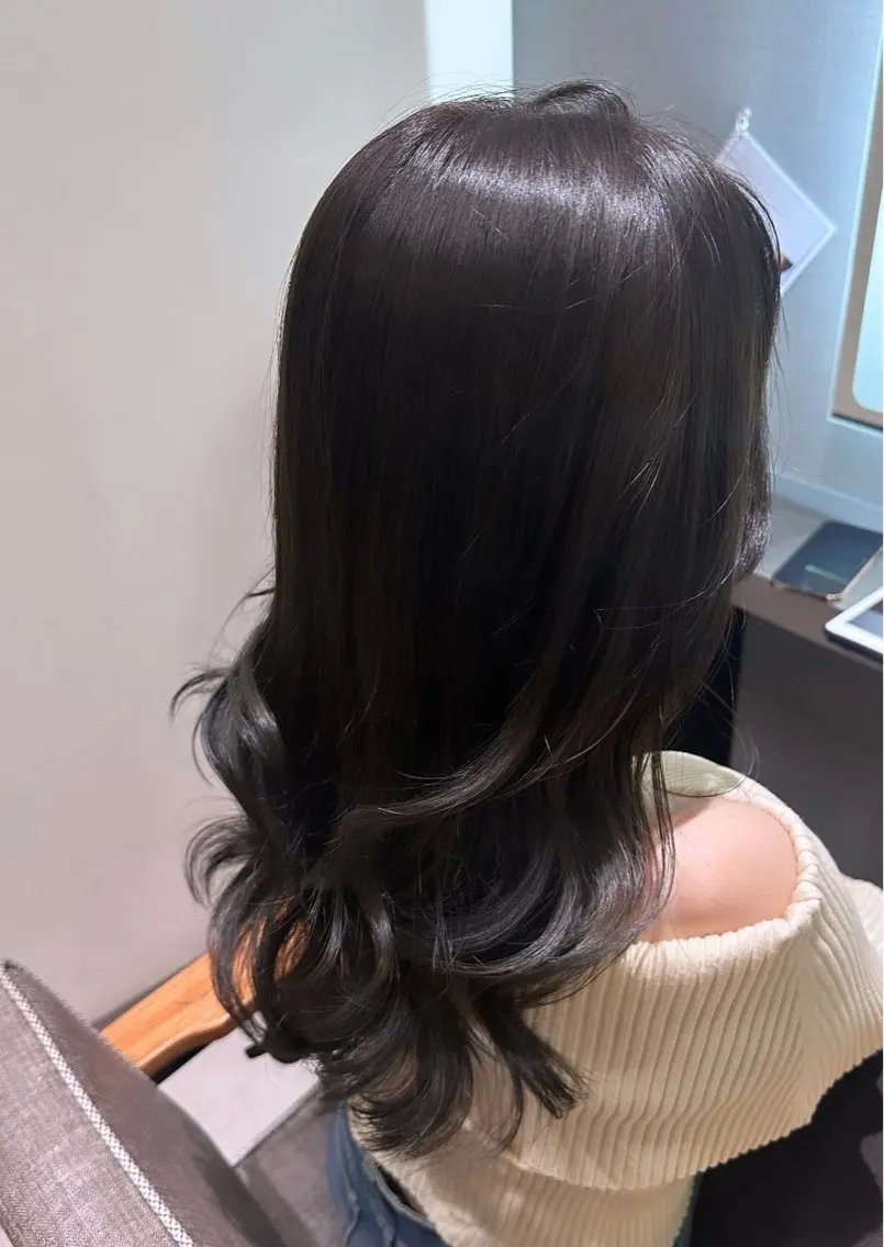 セミロング カラー ヘアアレンジ グレージュ 🇰🇷韓国スタイル レイヤー/ayanaのヘアスタイル