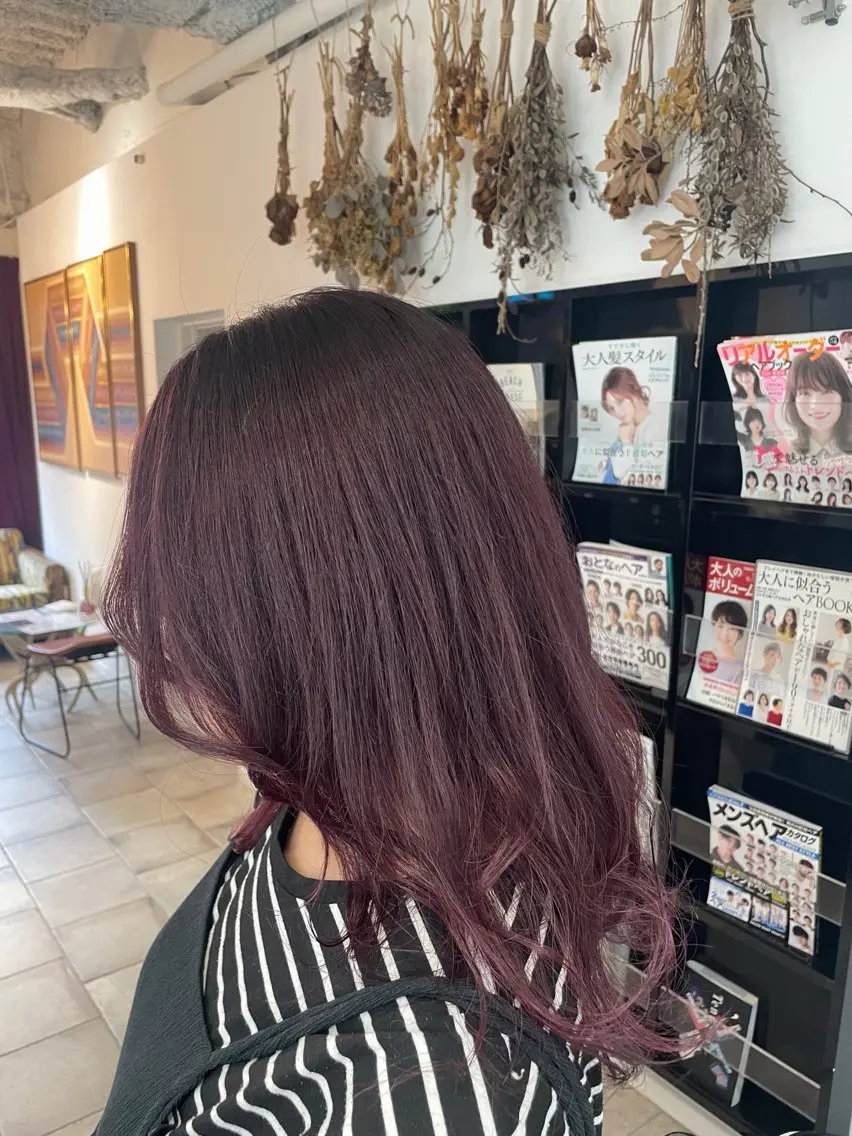 ロング カラー ピンクカラー ヘアカラー トリートメント 🍒透明感カラー/ 艶カラー/さくら🍒のヘアスタイル