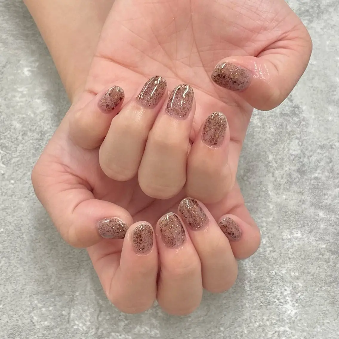 ネイル ブラウン ラメ(グリッター) ハンドネイル roan nailのネイルデザイン