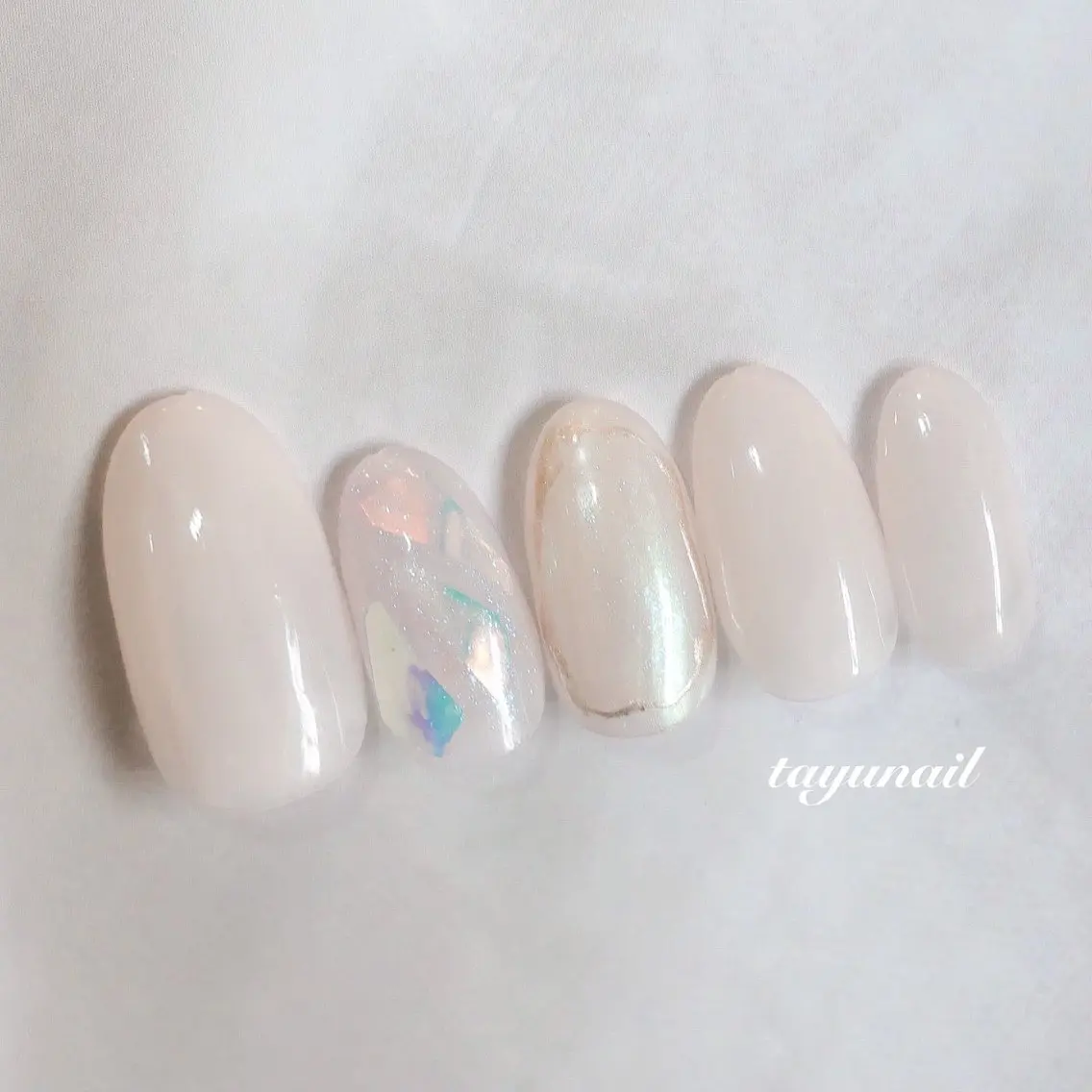 ネイル アートネイル ブルー ジェルネイル ゴールド ニュアンスネイル ハンドネイル ネイルサロン 【たゆnail】のネイルデザイン