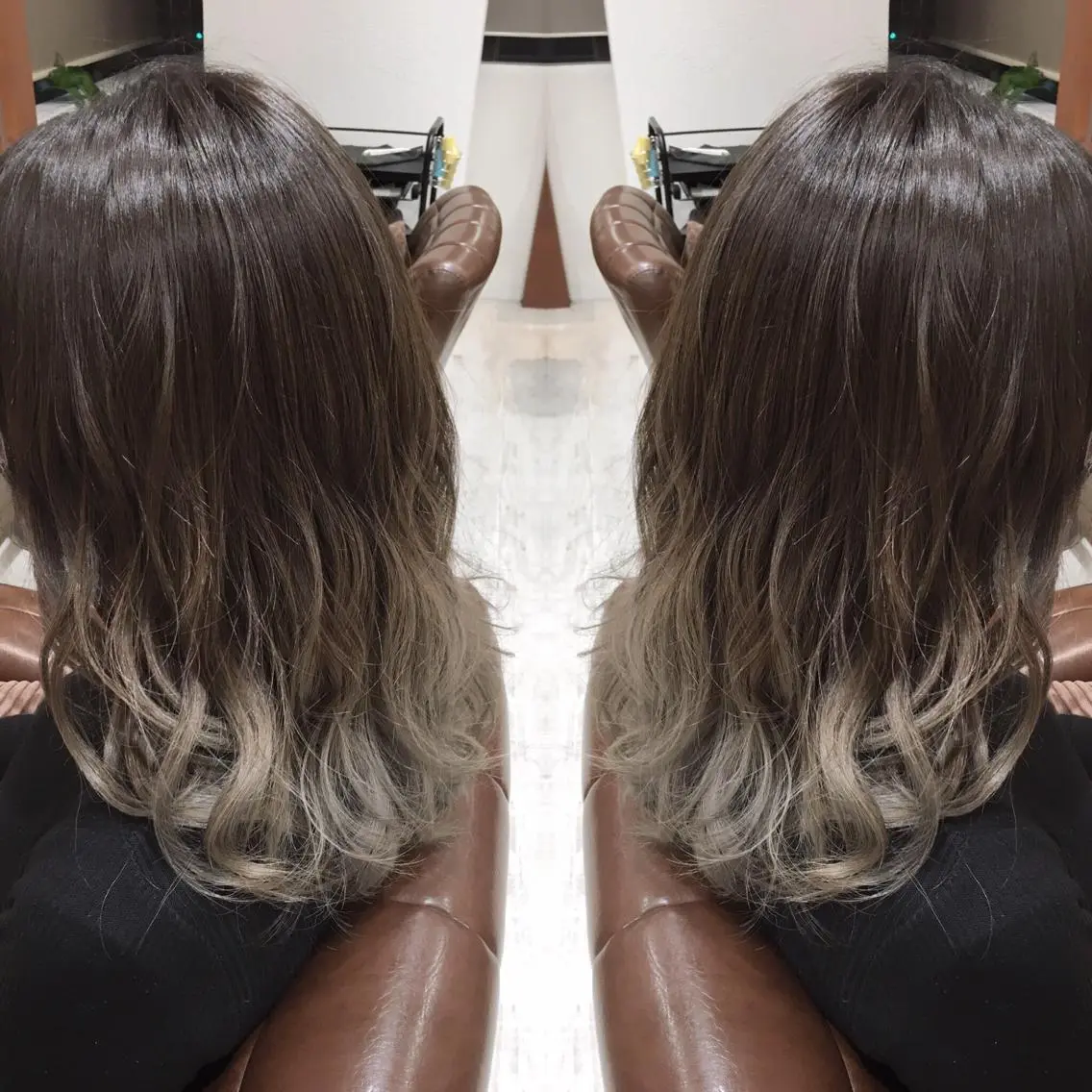 セミロング カラー アッシュ グラデーションカラー ホワイトアッシュ biscohair 髪にドラマを。のヘアスタイル