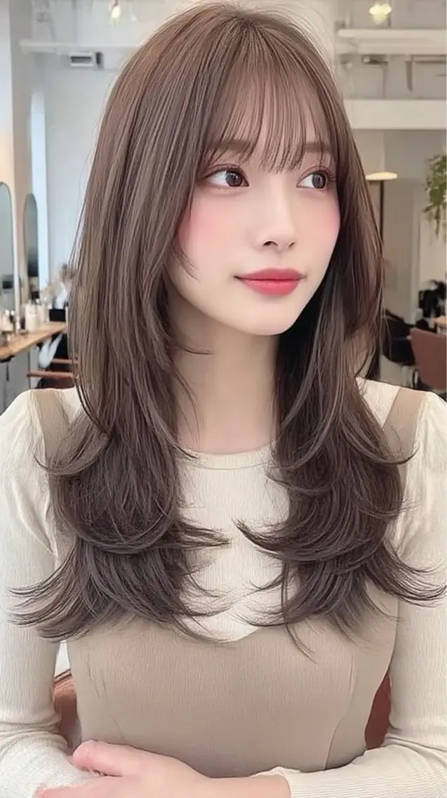 ロング カラー ヘアカラー 韓国×艶ハイトーンが かわいい✨️リオ🍒のヘアスタイル
