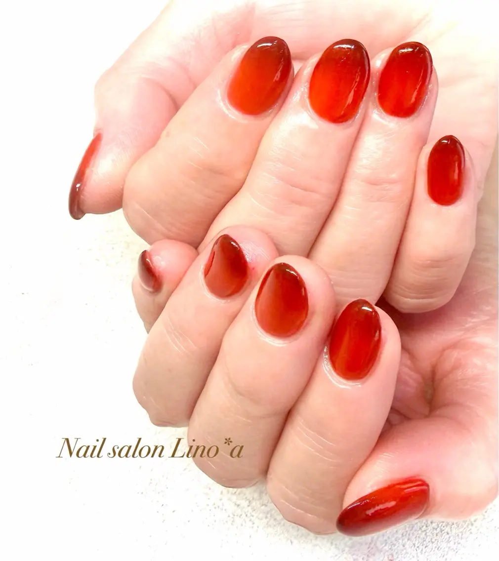 ネイル ボルドー グラデーション ワンカラーネイル ハンドネイル Nail salon Lino*aのネイルデザイン