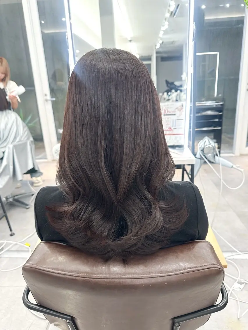 セミロング カット ヘアカラー トリートメント 顔周り/くびれヘア 韓国ヘア💕風間るなのヘアスタイル