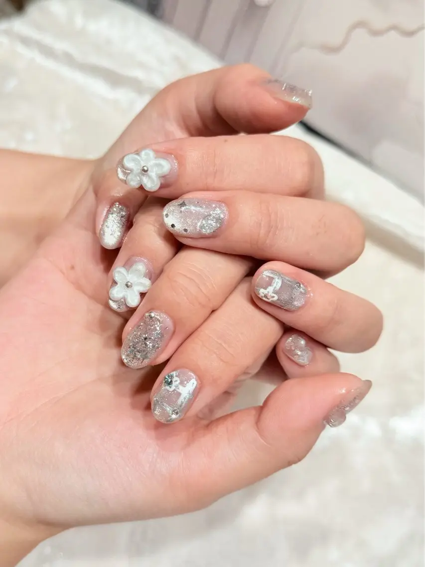 ネイル アートネイル フットネイル ジェルネイル ハート マグネットネイル babarla Nailのネイルデザイン