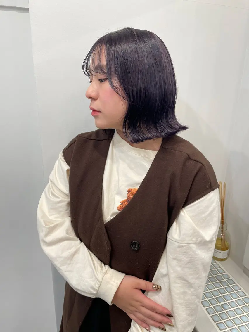ミディアム カラー ミストバング ベージュカラー ブリーチ ケアブリーチ ダブルカラー ダブルカラーVia/ airi♡のヘアスタイル