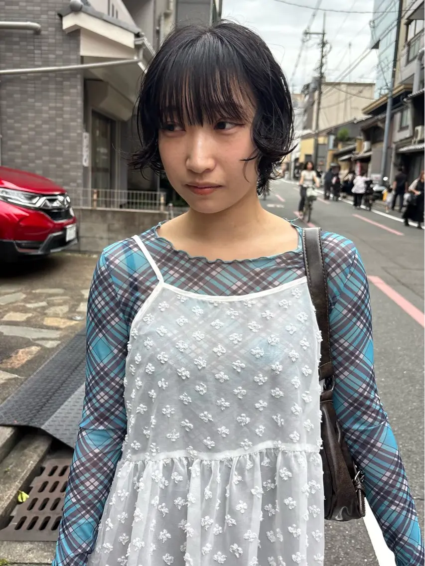 ショート パーマ カット パーマ トリートメント 透明感カラー/髪質改 善/烏丸御池/寿々乃のヘアスタイル