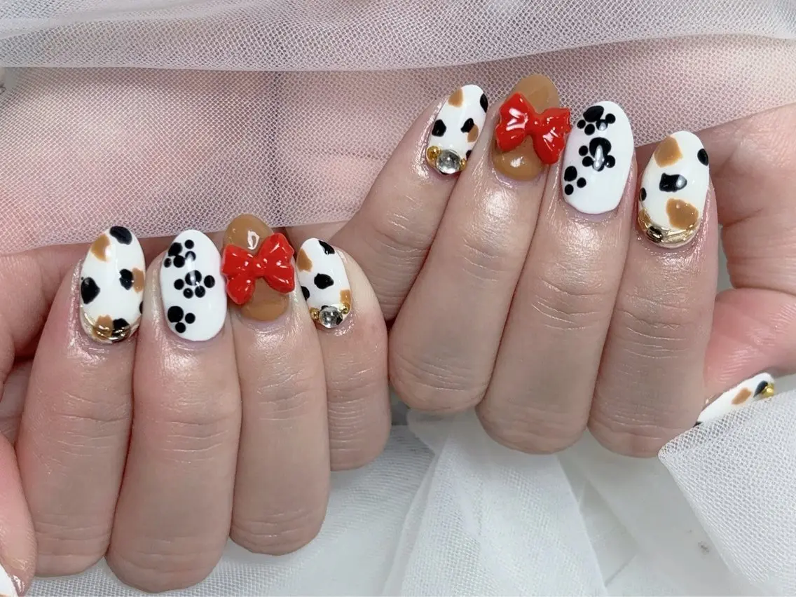 ネイル エツメ💅 長さ出し🎀デザインのネイルデザイン