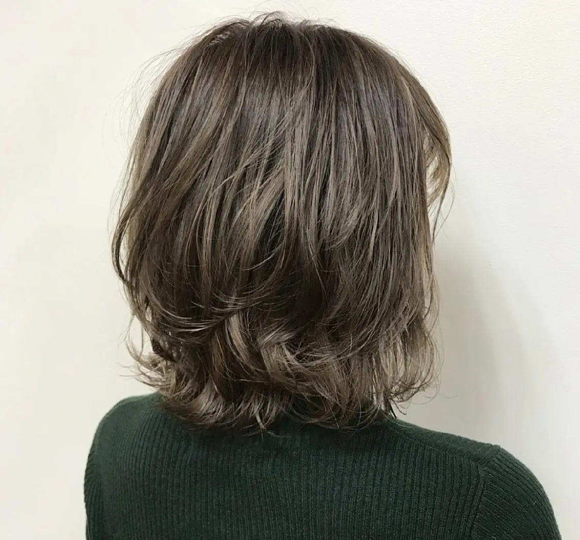 ミディアム ハイライト カット パーマ MARRON 🍊mihoのヘアスタイル