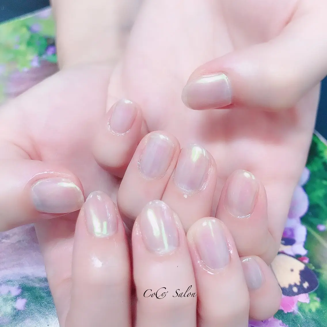 ネイル オーロラネイル 長さ出し ジェルネイル キラキラネイル ミラーネイル CoCoSalon ネイル/まつ毛予約のネイルデザイン