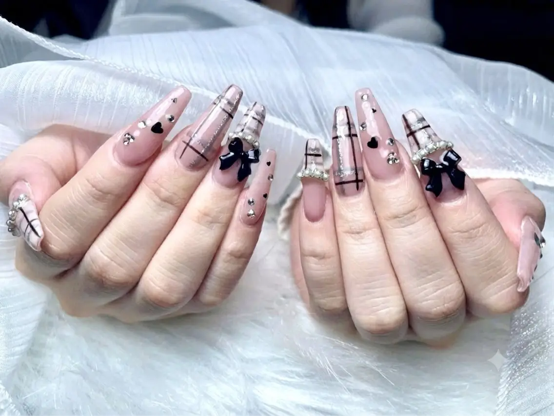 ネイル ジェルネイル ピンク リボン ストーンネイル Michan Nailのその他イメージ
