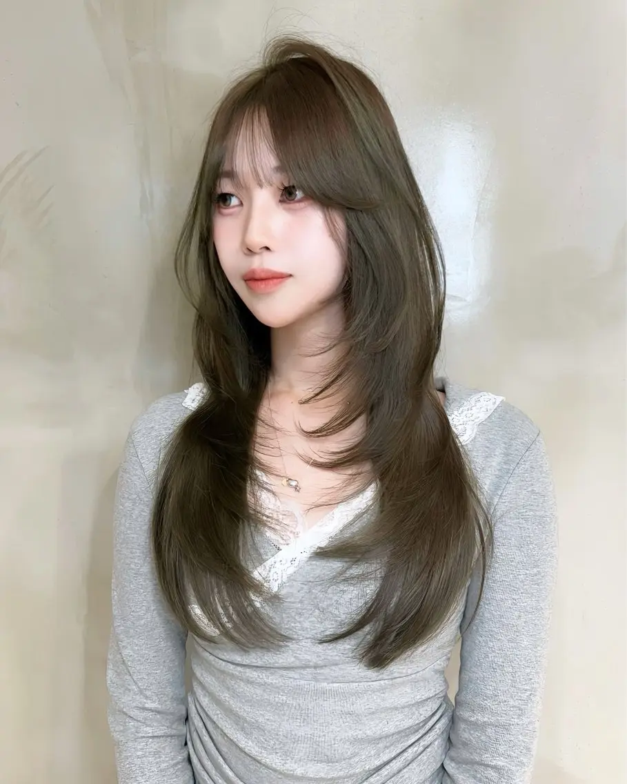 ロング カット ヘアカラー 韓国✖️網紅🖤 パーマYURIYAのヘアスタイル