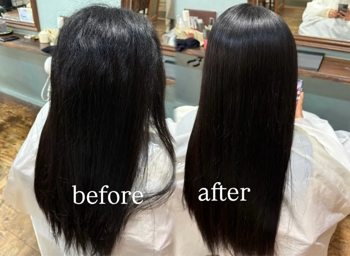 ロング 酸性ストレート 縮毛矯正 海音 心斎橋美容室のヘアスタイル