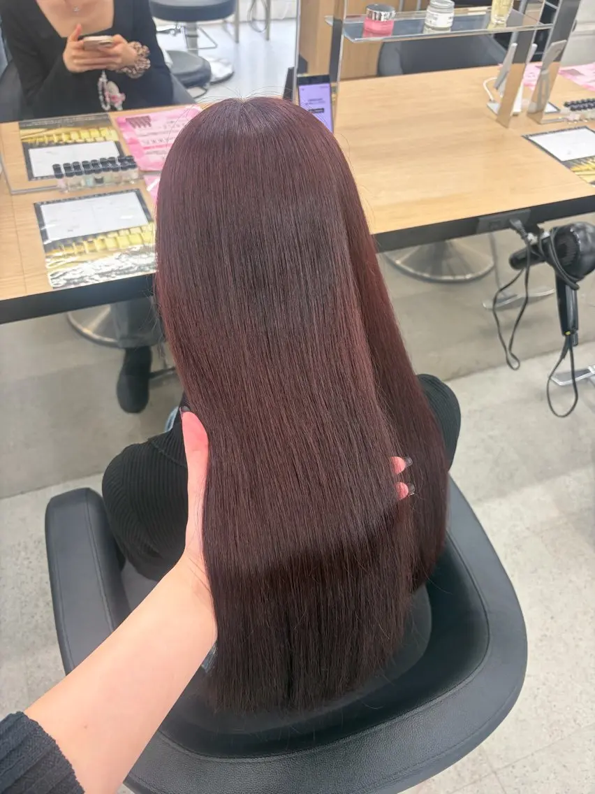 ロング カラー ブリーチ 髪質改善 トリートメント ヘアカラー トリートメント 💗愛され暖色💗 ピンク/レッド💗のヘアスタイル