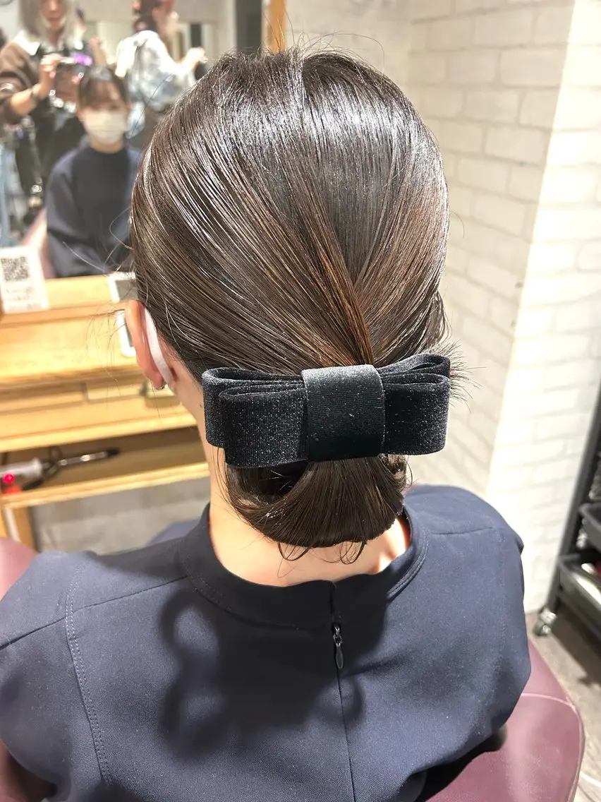 ミディアム ヘアアレンジ お団子ヘア ヘアセット パーソナルカラー 診断🍀マリンのヘアスタイル