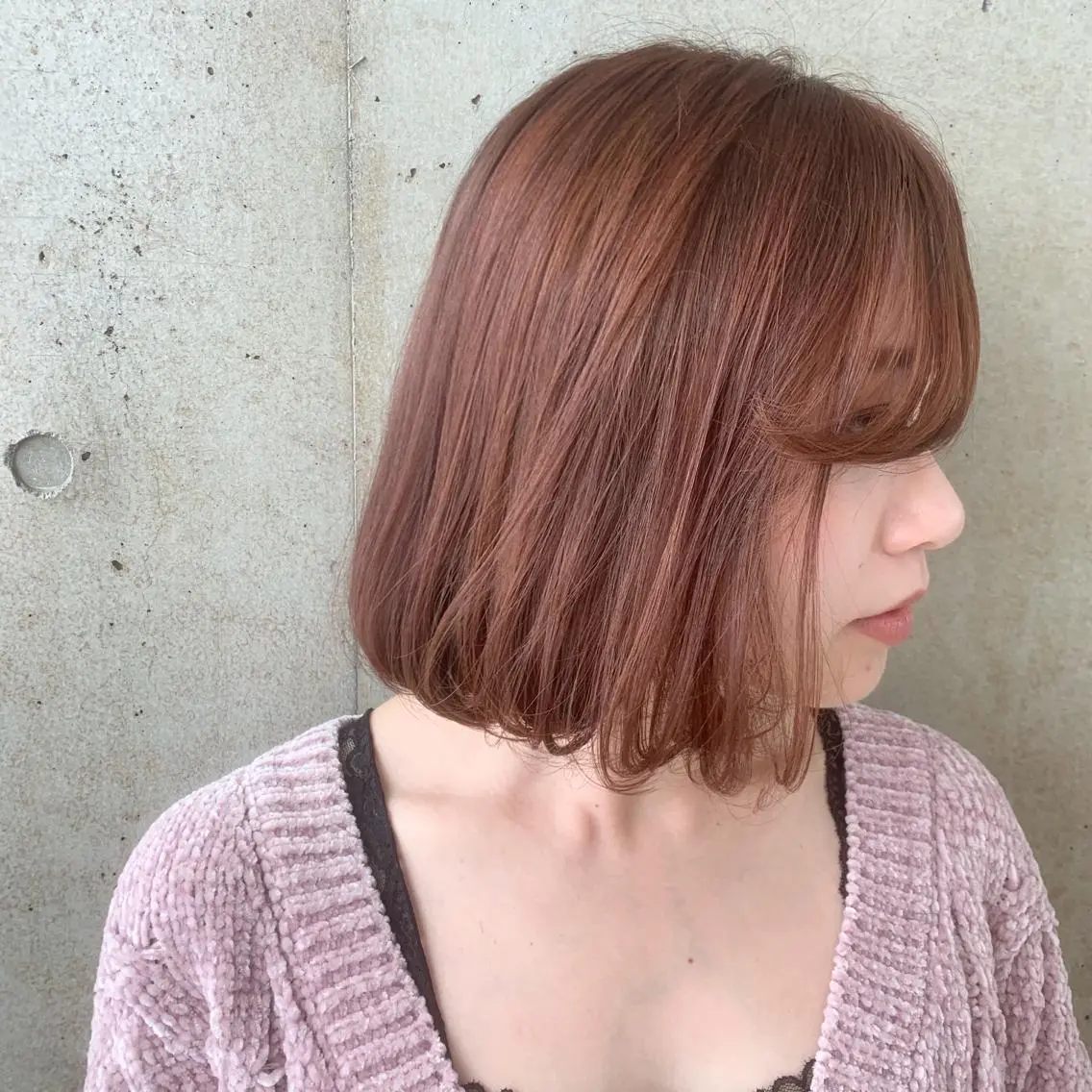 ミディアム カラー 透明感カラー ピンクカラー 井上 佳奈のヘアスタイル